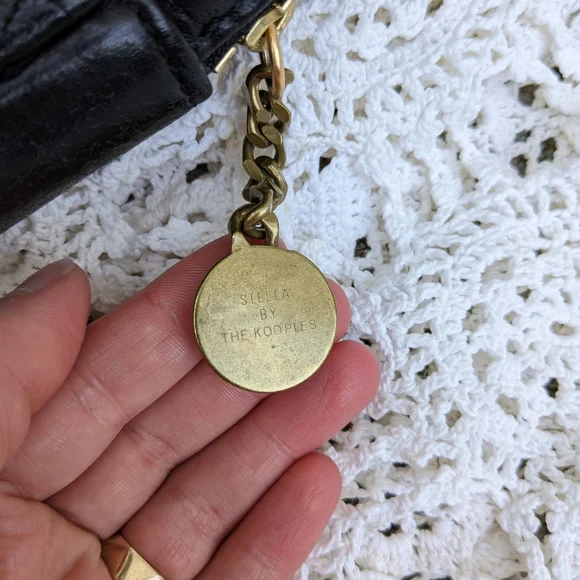 The Kooples Stella Studded Bag Black Leather + Brass Chain - Picture 9 of 17